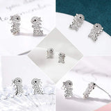 CZ Dinosaur Shape Silver Ear Studs 3D Animals Earrings