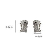 CZ Dinosaur Shape Silver Ear Studs 3D Animals Earrings