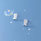 CZ Dinosaur Shape Silver Ear Studs 3D Animals Earrings