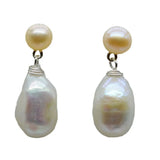 Drop-shaped Freshwater Pearl Silver Earrings for Girls