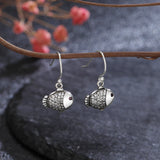 Zircon Inlaid 925 Silver Fish Earrings for Women