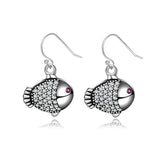 Zircon Inlaid 925 Silver Fish Earrings for Women