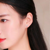 925 Silver CZ Screw Stud Earrings Round Design Girls Kids Piercing Jewelry