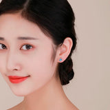 925 Silver CZ Square Ball Screw Stud Earrings For Women Girls Kids
