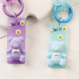 Smile Bear Doll Keyring Cartoon Resin Matte Link Chain Bag Pendant