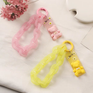 Smile Bear Doll Keyring Cartoon Resin Matte Link Chain Bag Pendant