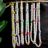 Smiley Face Choker Beads Necklace Irregular Pearl Y2K Collar Pearl Necklace