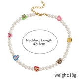 Smiley Face Choker Beads Necklace Irregular Pearl Y2K Collar Pearl Necklace