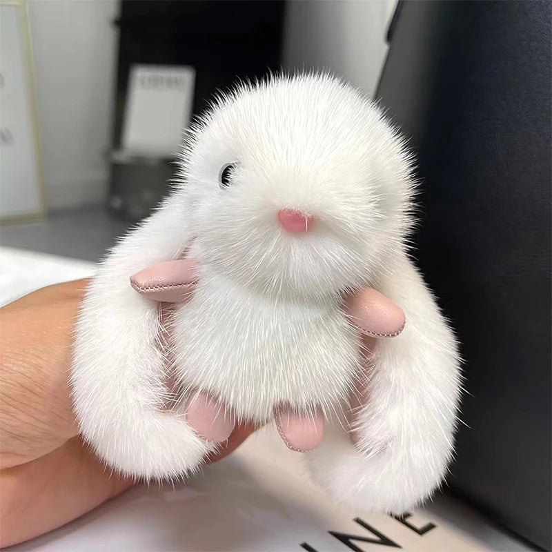 Waterproof Mink Fur Bunny Keychain Plush Rabbit Keychain Ring
