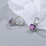 Rainbow Crystal Stone Hoop Earrings 925 Silver Wedding Earrings