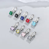 Rainbow Crystal Stone Hoop Earrings 925 Silver Wedding