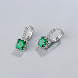Rainbow Crystal Stone Hoop Earrings 925 Silver Wedding
