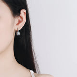 Rainbow Crystal Stone Hoop Earrings 925 Silver Wedding Earrings