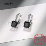 Rainbow Crystal Stone Hoop Earrings 925 Silver Wedding Earrings