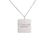 Square Shape Picture Name Necklace Stainless Steel Customize Photo Gift
