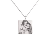 Square Shape Picture Name Necklace Stainless Steel Customize Photo Gift
