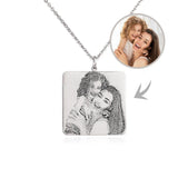 Square Shape Picture Name Necklace Stainless Steel Customize Photo Gift