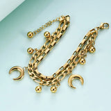 Stainless Steel Multilayer Moon Bracelet Women's Jewelry
