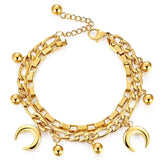 Stainless Steel Multilayer Moon Bracelet Women's Jewelry