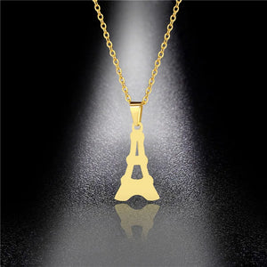 Stainless Steel Tower Pendant Necklace for Women Chains Choker Collares
