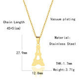 Stainless Steel Tower Pendant Necklace for Women Chains Choker Collares