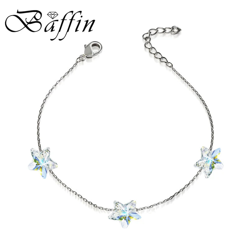 Star Beads Chain Bracelet Crystals Lucky Knots Silver Jewelry