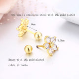 Star Flower Set CZ Stones Stud Earrings for Women Girls