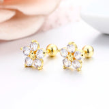 Star Flower Set CZ Stones Stud Earrings for Women Girls