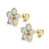 Star Flower Set CZ Stones Stud Earrings for Women Girls