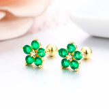 Star Flower Set CZ Stones Stud Earrings for Women Girls
