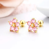 Star Flower Set CZ Stones Stud Earrings for Women Girls