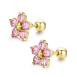 Star Flower Set CZ Stones Stud Earrings for Women Girls