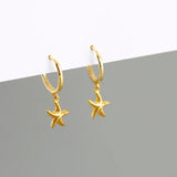 Starfish 925 Silver Dangle Earrings Plated