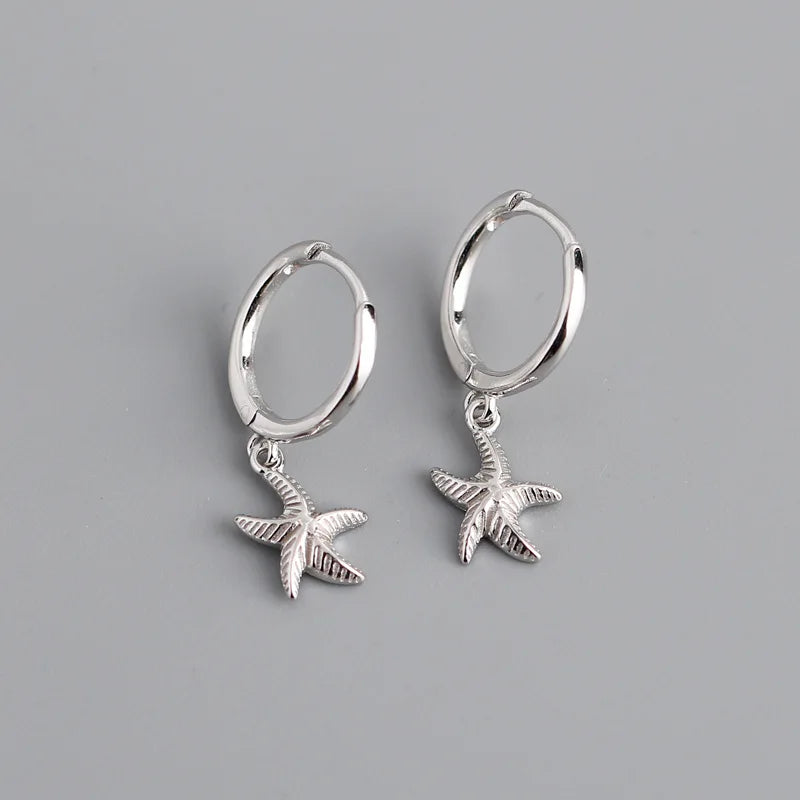 Starfish 925 Silver Dangle Earrings Plated