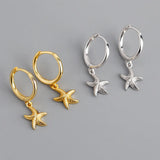 Starfish 925 Silver Dangle Earrings Plated