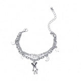 Stars Letter Moon Bear Pendants Bracelets - Double-Layer Chain Bangles