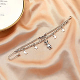 Stars Letter Moon Bear Pendants Bracelets - Double-Layer Chain Bangles