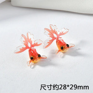 Small Goldfish Acrylic Pendant for Earrings DIY 2pcs