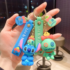 Stitch Keychain Cartoon Lilo & Stitch Doll Keyring Couple Ornament Gift