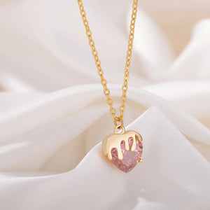 Strawberry Heart Necklace Stainless Steel Chain Jewelry Christmas Gift