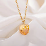 Strawberry Heart Necklace Stainless Steel Chain Jewelry Christmas Gift