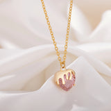 Strawberry Heart Necklace Stainless Steel Chain Jewelry Christmas Gift
