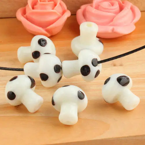 Colorful Lampwork Mushroom Glass Spacer Beads 20pcs