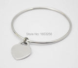 Heart Key Charms Bracelet Stainless Steel Cuff Bangle