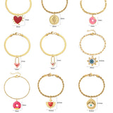 Sun Heart Cherry Charm Bracelet Evil Eye Dangle Bangle