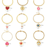 Sun Heart Cherry Charm Bracelet Evil Eye Dangle Bangle