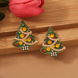 Christmas Tree Snowflake Pearl Earrings
