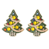 Christmas Tree Snowflake Pearl Earrings