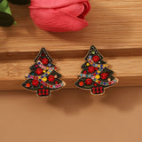 Christmas Tree Snowflake Pearl Earrings