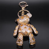 Colorful Crystal Big Bear Key Chain Rhinestone Bag Accessories Keyring N9029